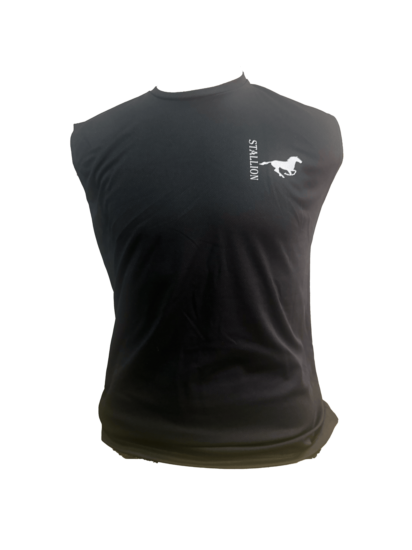 Mesh "Cut-Off" Tee Branding the White Stallion