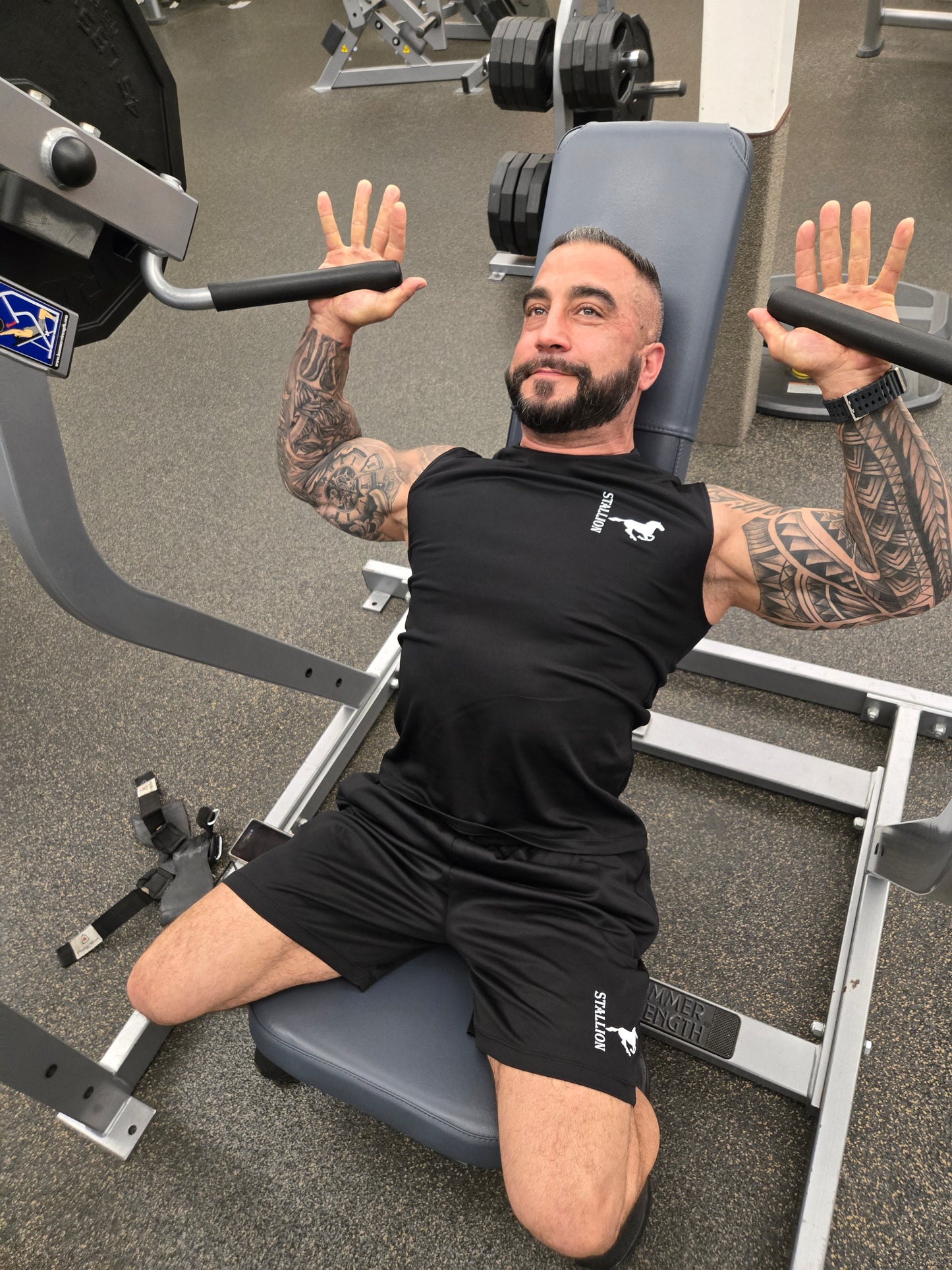 Mesh "Cut-Off" Tee Branding the White Stallion