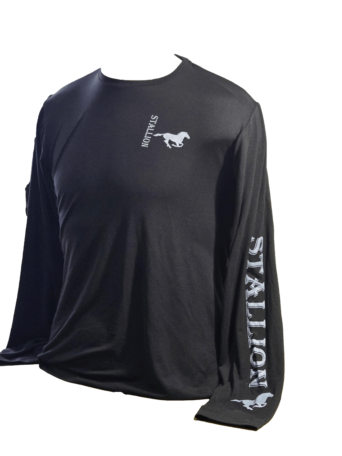 Side Stallion LS Tee Branding White Stallion Sleeve