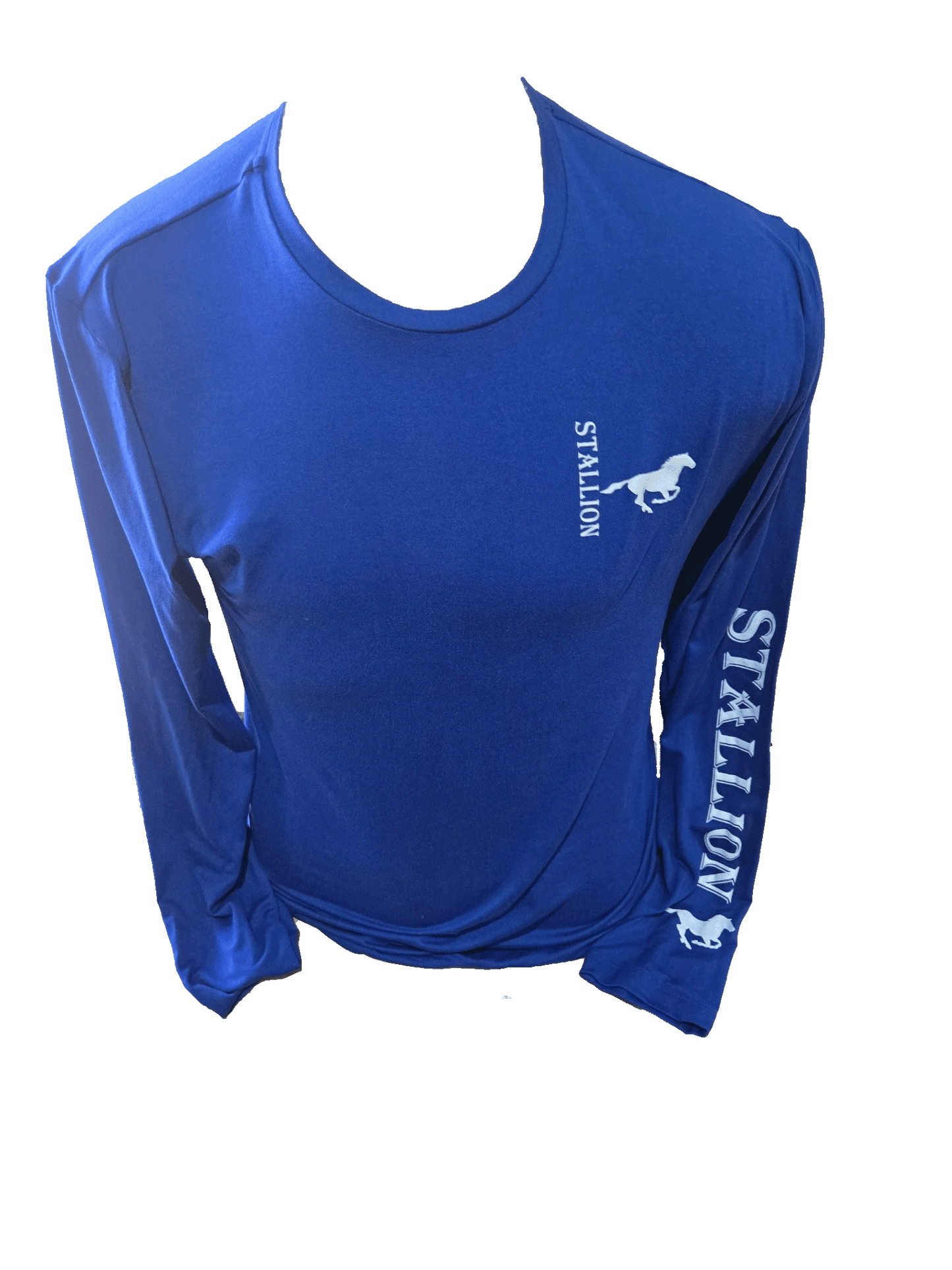 Side Stallion LS Tee Branding White Stallion Sleeve