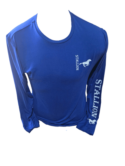 Side Stallion LS Tee Branding White Stallion Sleeve