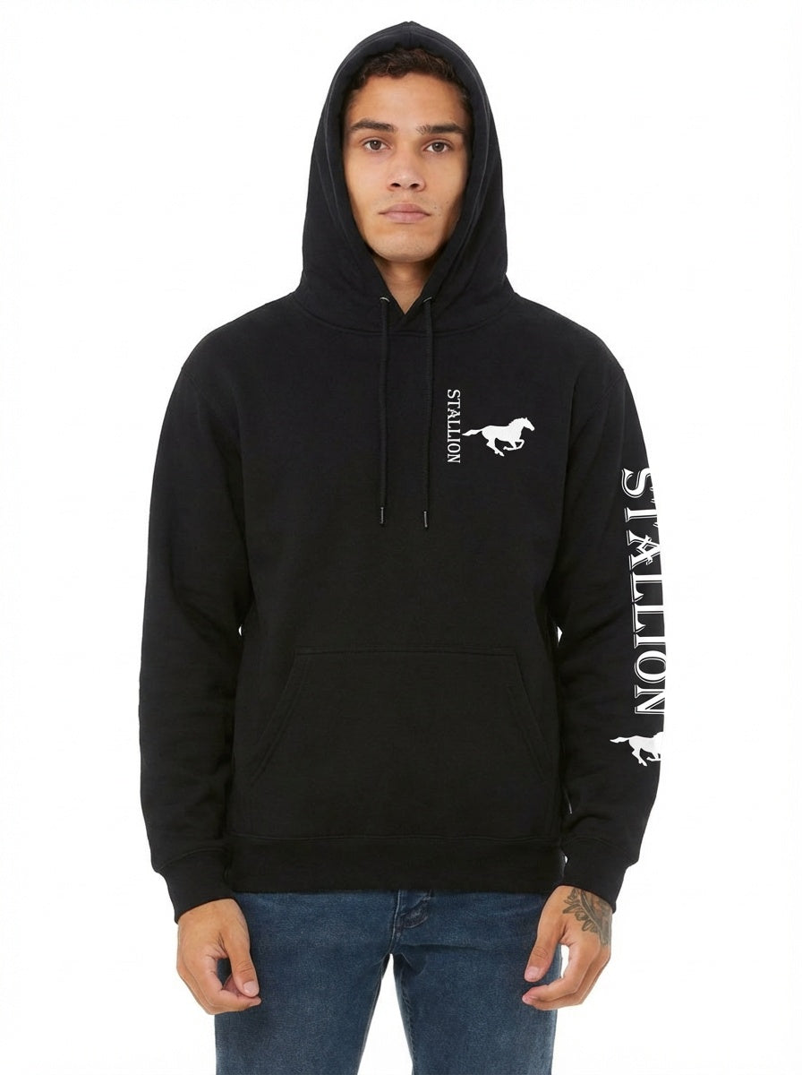 Hoodie with Stallion Sleeve Print for Men