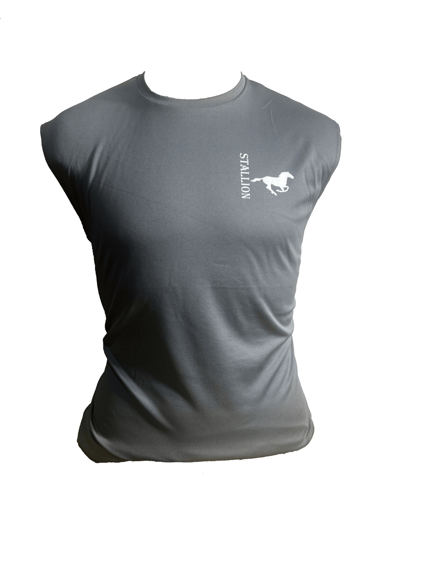 Mesh "Cut-Off" Tee Branding the White Stallion