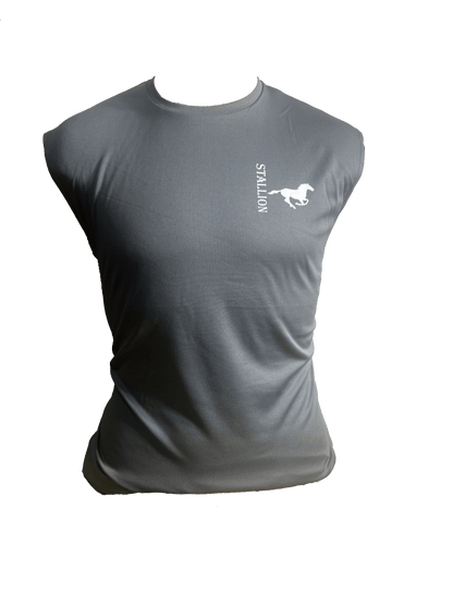 Mesh "Cut-Off" Tee Branding the White Stallion