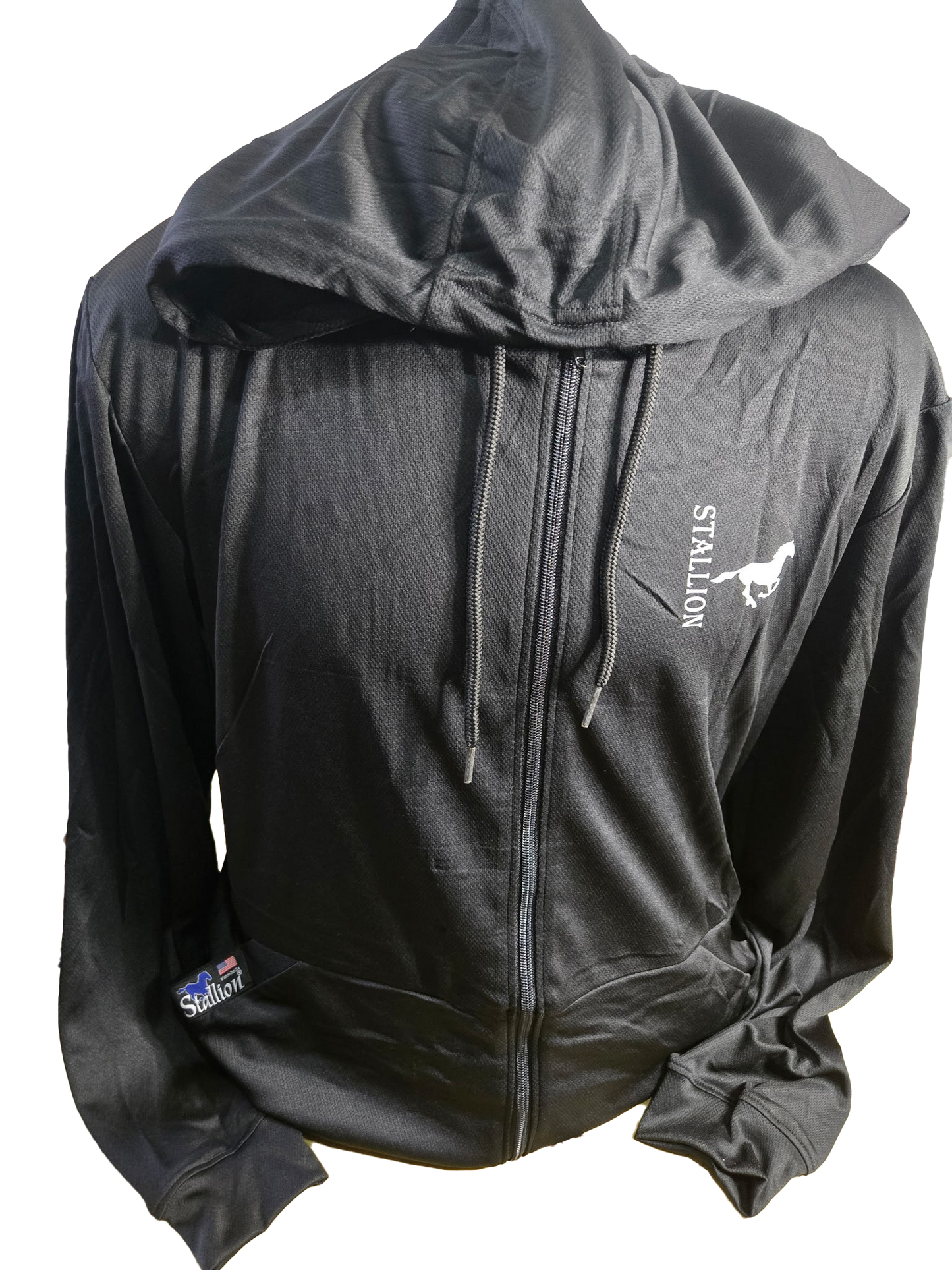 Stallion Mesh "Full-Zip" Lightweight Hoodie Branding the White Stallion