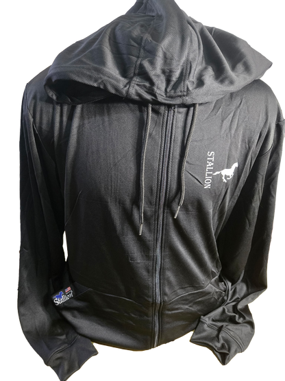 Stallion Mesh "Full-Zip" Lightweight Hoodie Branding the White Stallion
