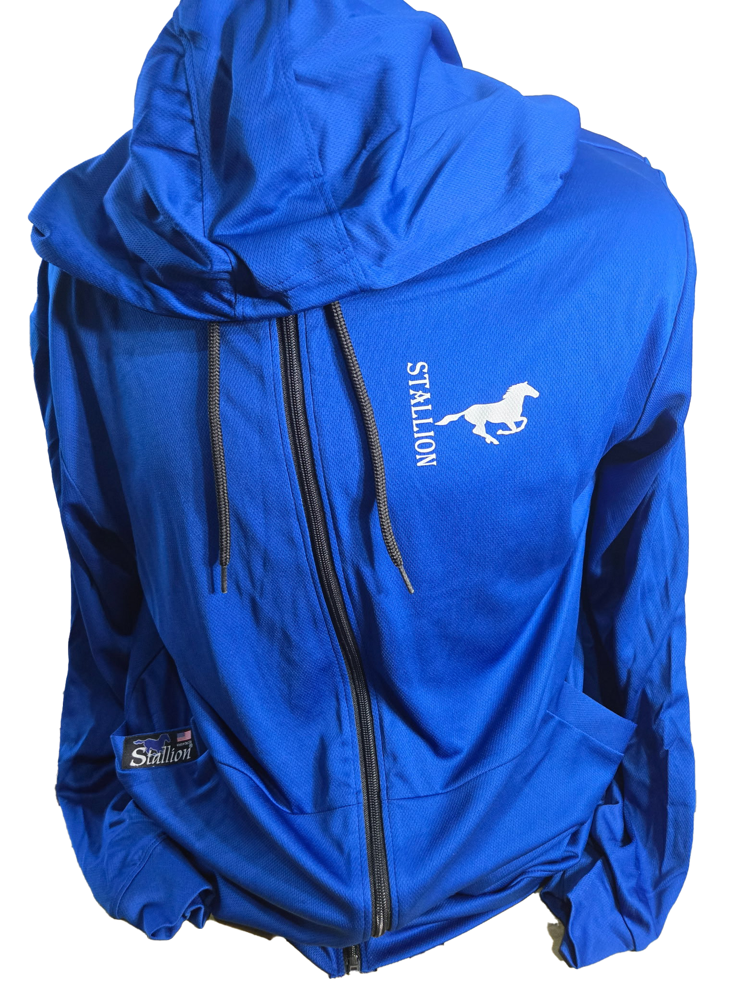 Stallion Mesh "Full-Zip" Lightweight Hoodie Branding the White Stallion