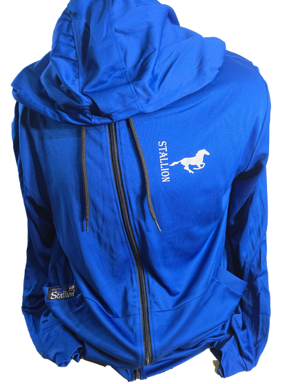 Stallion Mesh "Full-Zip" Lightweight Hoodie Branding the White Stallion