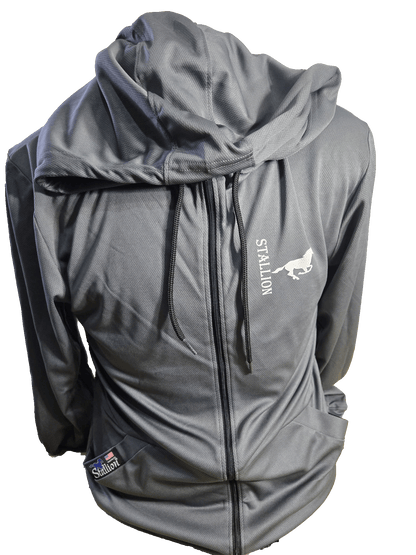 Stallion Mesh "Full-Zip" Lightweight Hoodie Branding the White Stallion