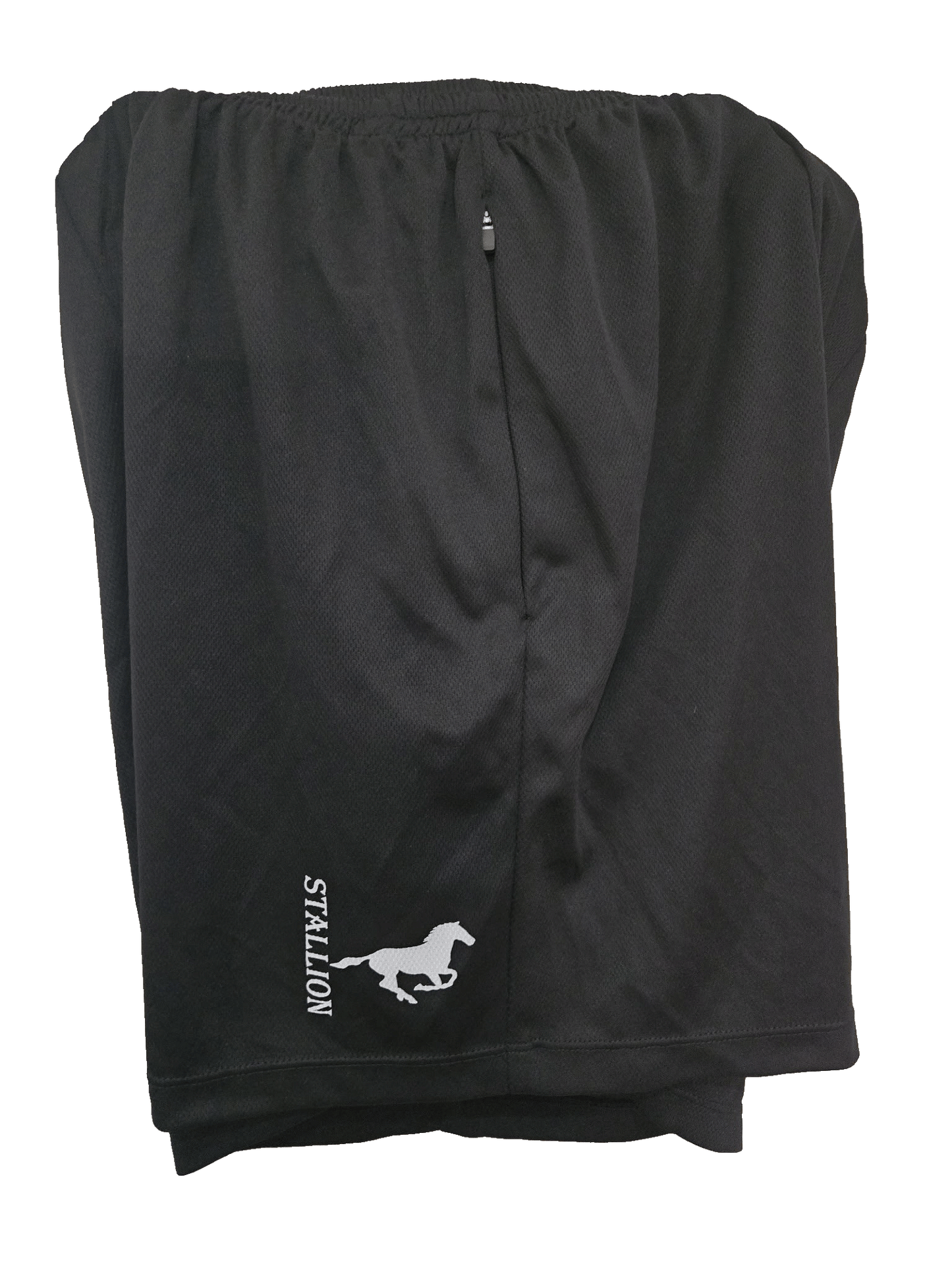 Mesh "Work-Out" Shorts Branding the White Stallion