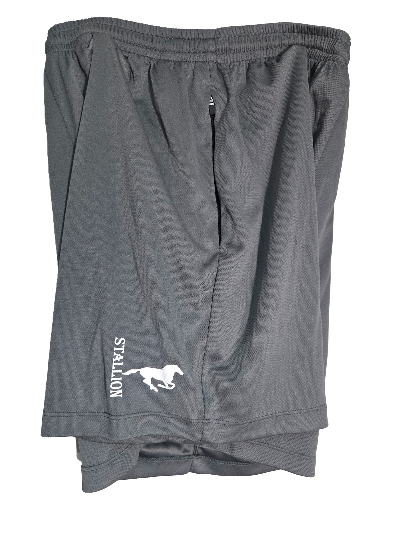 Mesh "Work-Out" Shorts Branding the White Stallion