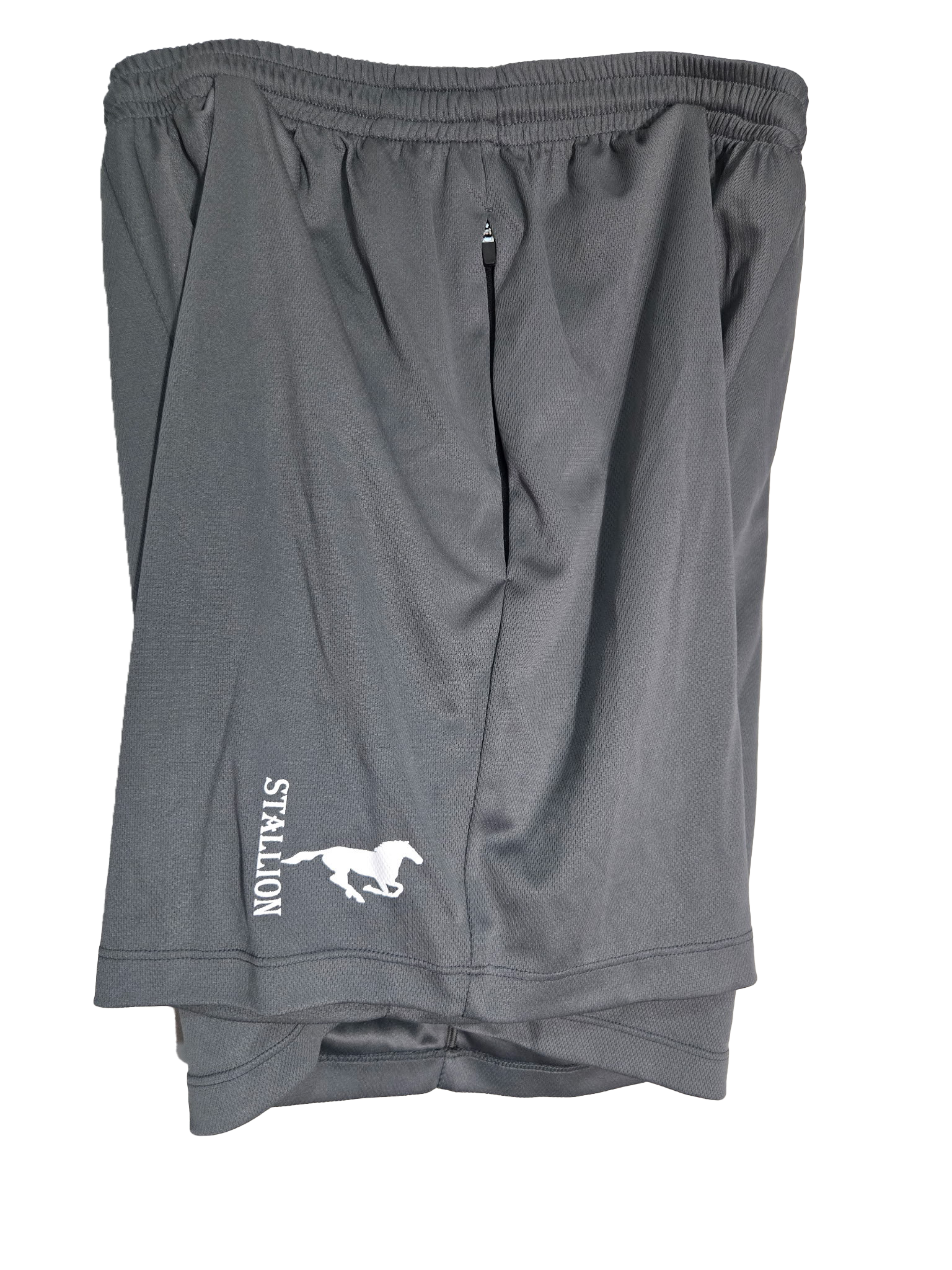 Mesh "Work-Out" Shorts Branding the White Stallion