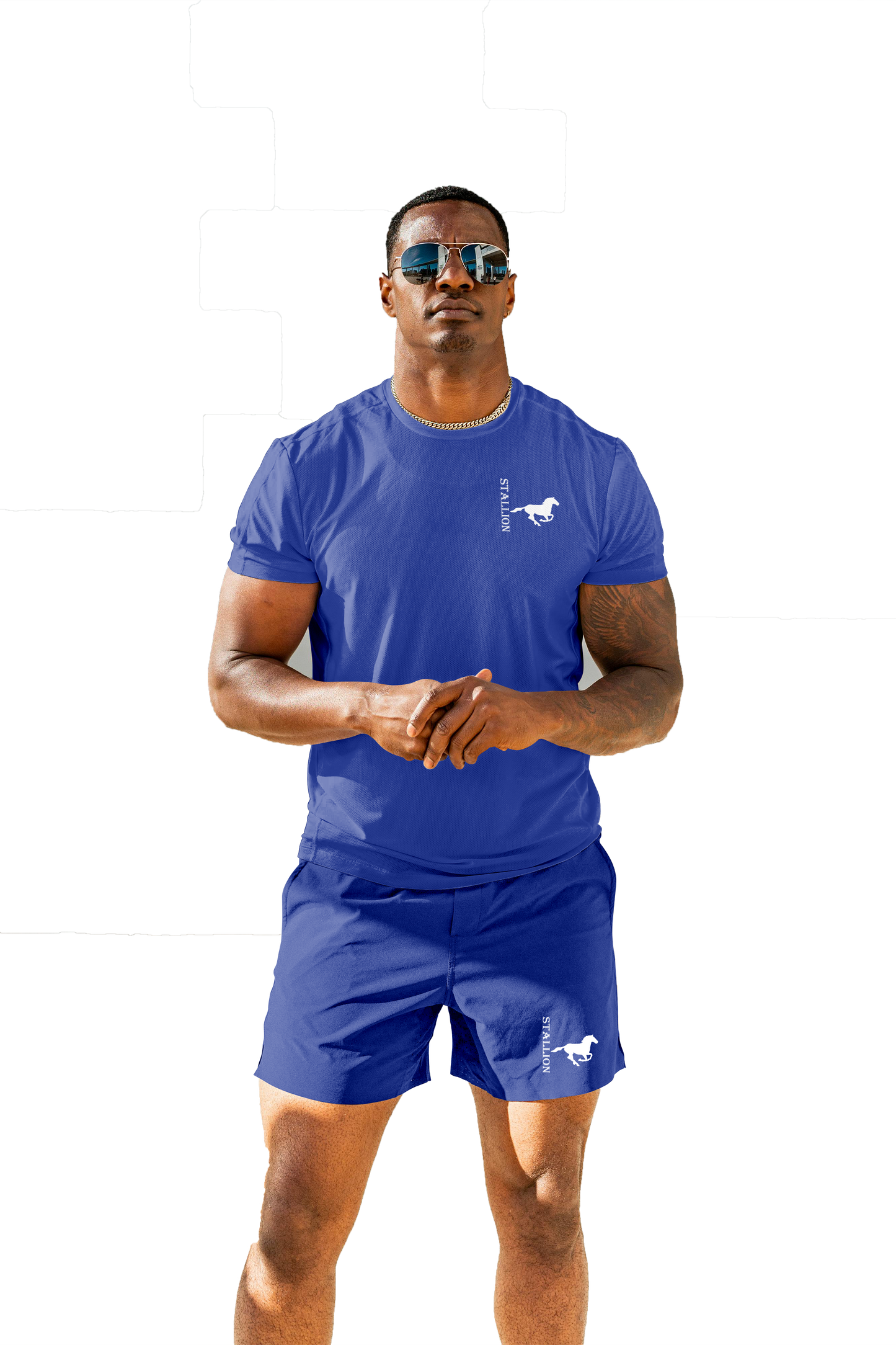 Mesh "Work-Out" Shorts Branding the White Stallion for Men