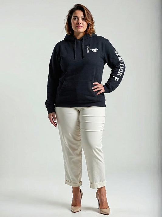 Hoodie with Stallion Sleeve Print