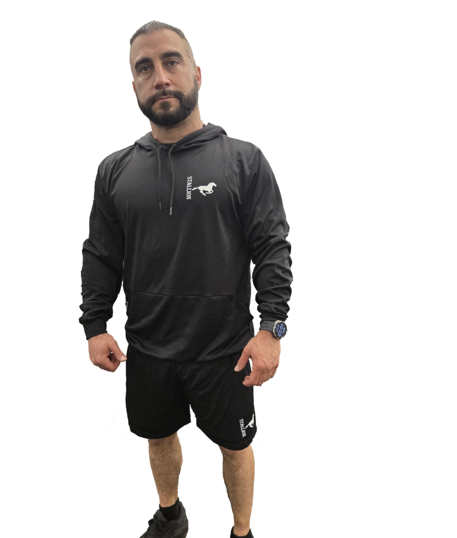 Mesh Hoodie in black color